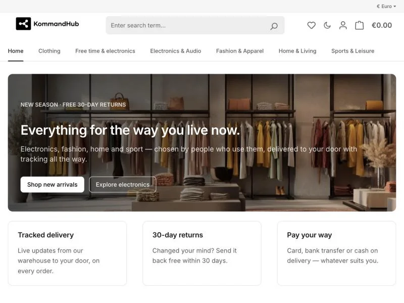 The base theme running on a Shopware storefront.